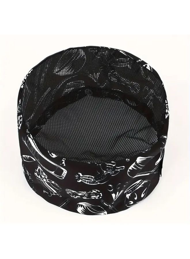 2 Pack Black Adjustable Chef Caps Breathable Mesh Top Cotton Kitchen Hats - Image 3